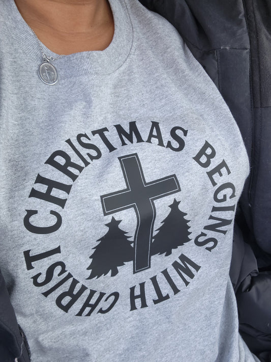 Christmas Begins with Christ Shirt