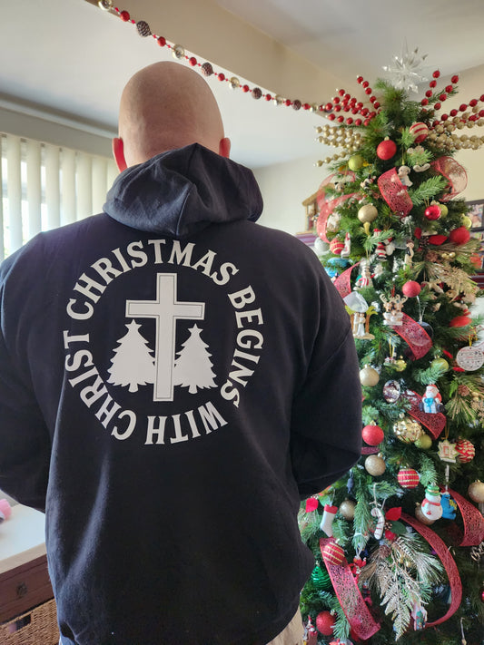 Sudadera con capucha La Navidad comienza con Cristo